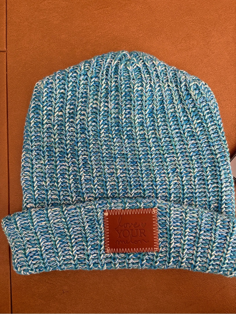 Love Your Melon winter knit beanie hat Blueish Green Women L/XL